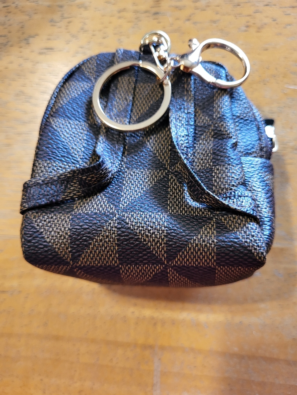 Owl Coin Purse with Geometric Print and Pink Eye Accents - Picture 2 of 2